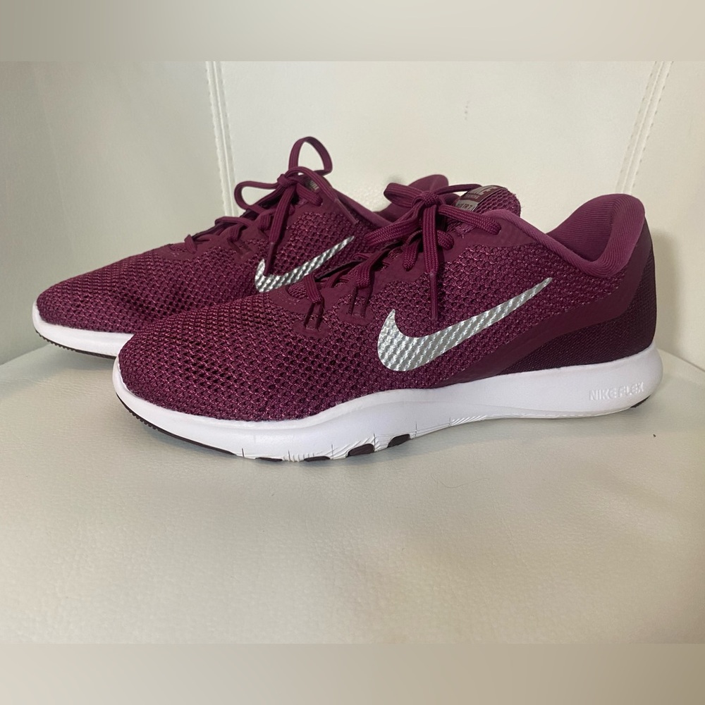 Nike Women's Athletic Sneakers Burgundy with White Swoosh